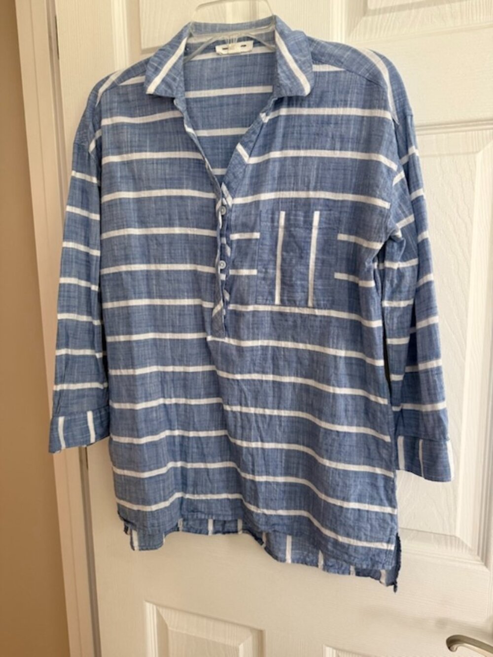 Womens Blue/White Stripped Blouse sz s